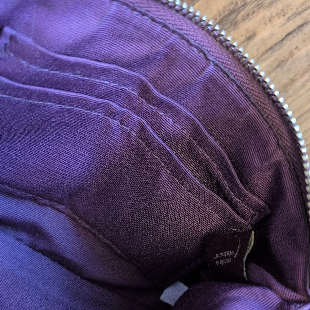 Coach Purple Corner Zip Wristlet Crossgrain Leather
